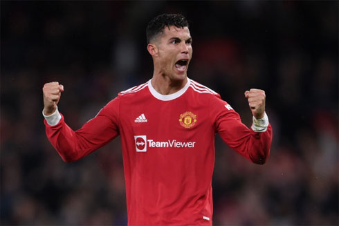 Cristiano Ronaldo celebrates goal for Man Utd