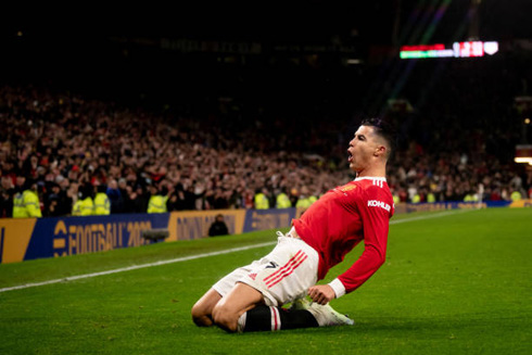 Cristiano Ronaldo sliding on his knees