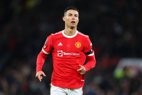 Cristiano Ronaldo playing for Man United in 2022