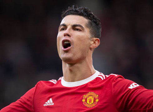 Cristiano Ronaldo screaming in a game for United