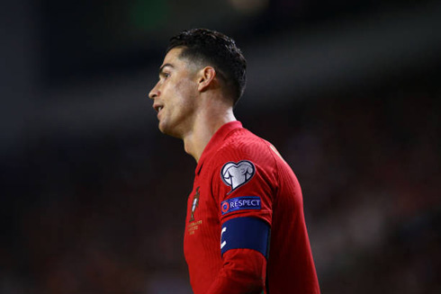 Cristiano Ronaldo wearing Portugal captain armband in 2022 World Cup Qualifiers