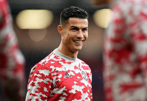 Cristiano Ronaldo smiling at United