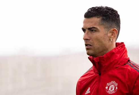 Cristiano Ronaldo wearing Man United jacket