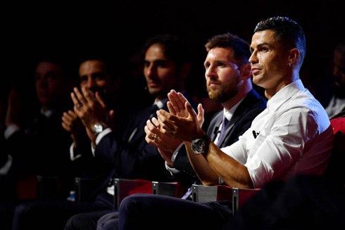 Cristiano Ronaldo and Messi attending an event
