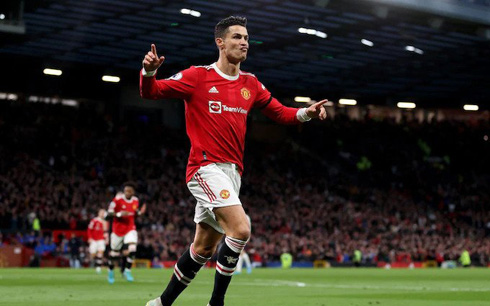 Cristiano Ronaldo celebrating goal for United in 2021-22