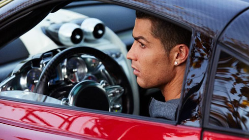 Cristiano Ronaldo driving one of his cars