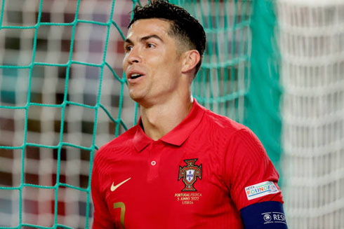 Cristiano Ronaldo wearing Portugal captain armband