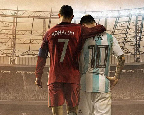 Cristiano Ronaldo and Messi getting ready for their last World Cup