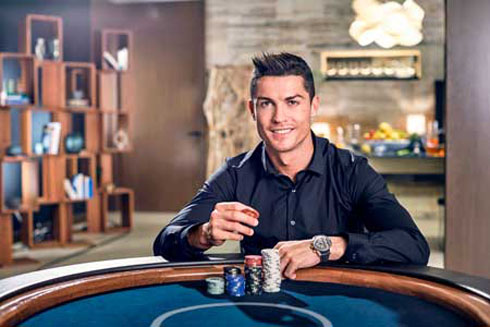 Cristiano Ronaldo handling his poker chips
