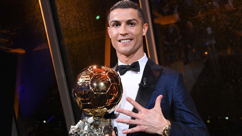 Cristiano Ronaldo after winning his fifth Ballon d'Or