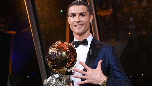 Cristiano Ronaldo after winning his fifth Ballon d'Or