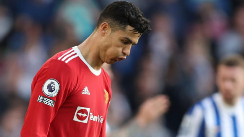 Cristiano Ronaldo head down during United game