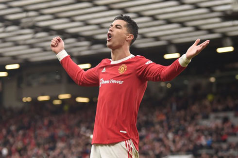 Cristiano Ronaldo celebrates goal at Old Trafford