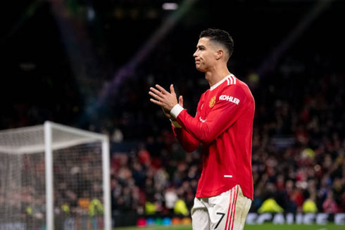 Cristiano Ronaldo applauding the fans at Old Trafford