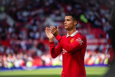 Cristiano Ronaldo clapping with his hands towards fans