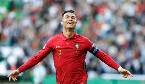 Cristiano Ronaldo after scoring for Portugal