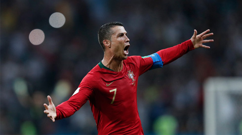 Cristiano Ronaldo arms open after scoring