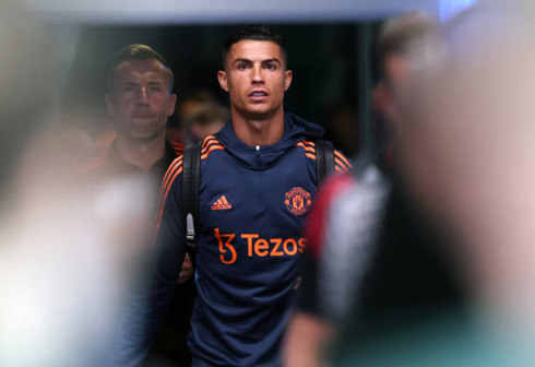 Cristiano Ronaldo focused ahead of a match for United