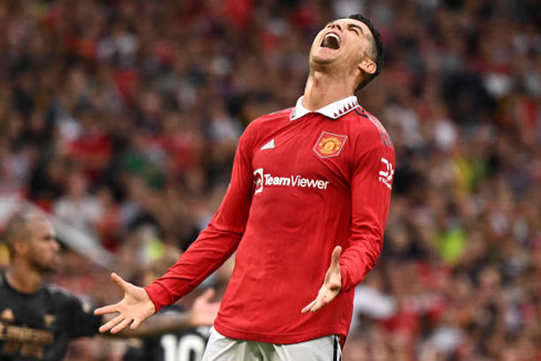 Cristiano Ronaldo reacts after missing a good chance