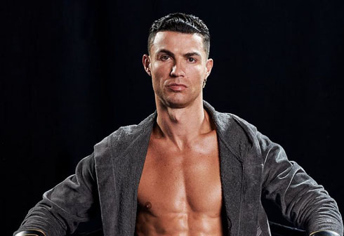 Cristiano Ronaldo in a photoshoot showing his chest