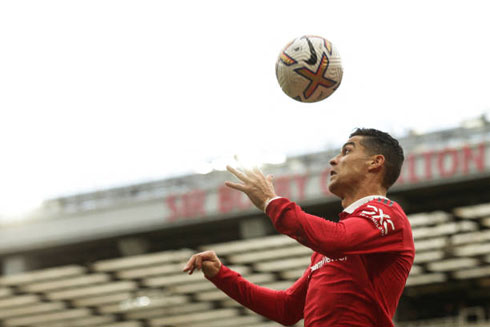 Cristiano Ronaldo heading the ball