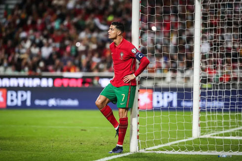 Cristiano Ronaldo next to the post