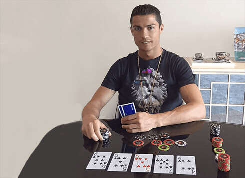 Cristiano Ronaldo playing poker at home