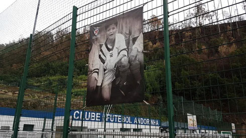 Cristiano Ronaldo poster in Andorinha training grounds