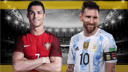 Cristiano Ronaldo vs Messi poster for the 2022 World Cup