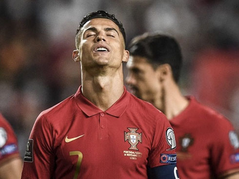 Cristiano Ronaldo deep breathing during a game