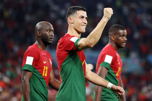 Cristiano Ronaldo celebrating goal for Portugal at the FIFA World Cup 2022