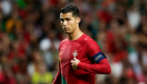 Cristiano Ronaldo playing for the Portuguese National Team in 2022