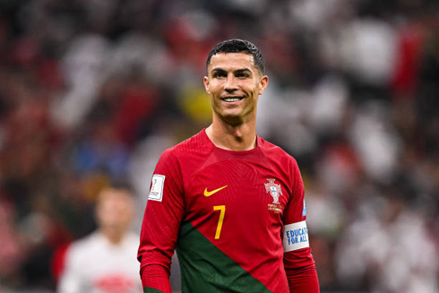Cristiano Ronaldo smiling at the 2022 World Cup