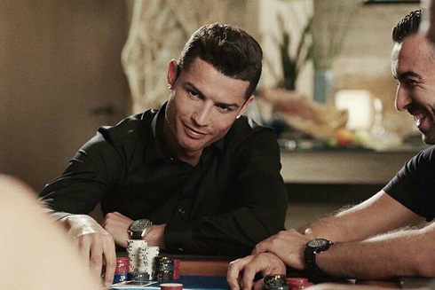 Cristiano Ronaldo playing poker with his friend Ricardo Regufe