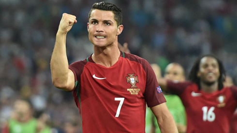 Cristiano Ronaldo celebrating Portugal win