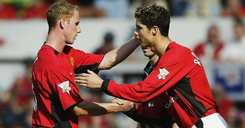 Cristiano Ronaldo first debut for Manchester United in 2003, replacing Nicky Butt