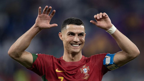 Cristiano Ronaldo joy after a Portugal win at the World Cup 2022