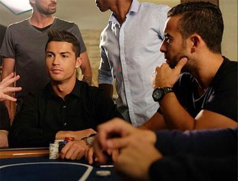 Cristiano Ronaldo playing poker with friends