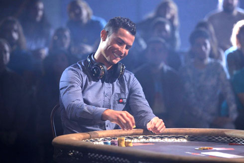 Cristiano Ronaldo having fun at a poker table