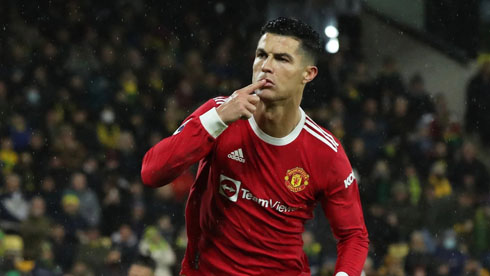 Cristiano Ronaldo reacting after scoring for Man United