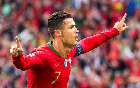 Cristiano Ronaldo scoring for Portugal