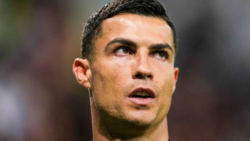 Cristiano Ronaldo face photo during a football game