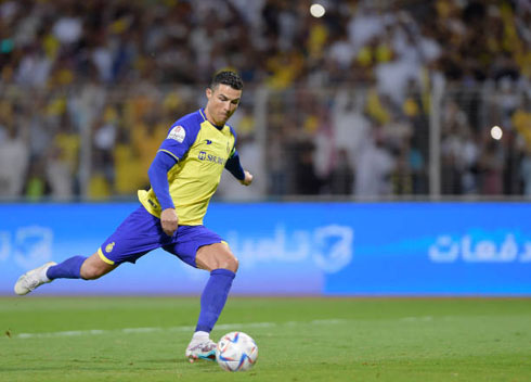 Cristiano Ronaldo taking a penalty kick for Al Nassr