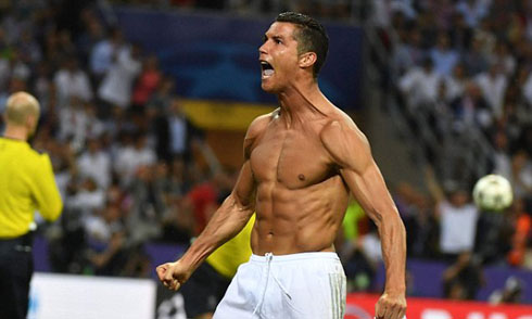 Cristiano Ronaldo takes his off his shirt after scoring winning goal