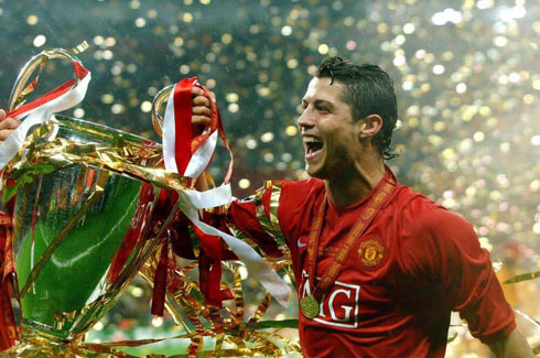 Cristiano Ronaldo winning the Champions League for Man United in 2008
