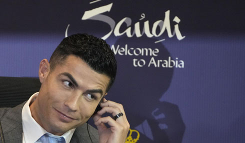 Cristiano Ronaldo in a Saudi Arabia press conference