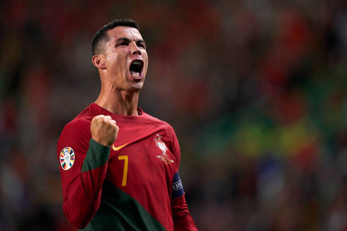 Cristiano Ronaldo after scoring for Portugal in 2023