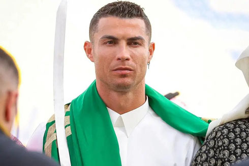 Cristiano Ronaldo with a sword in Saudi Arabia
