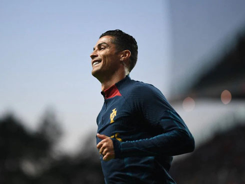 Cristiano Ronaldo in a Portugal practice session