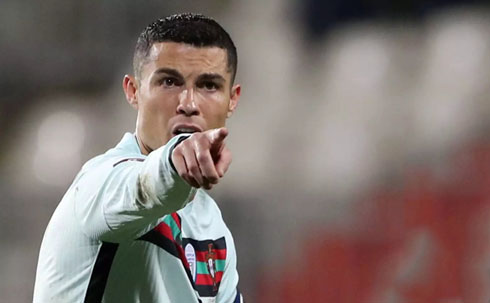 Cristiano Ronaldo pointing his finger at someone